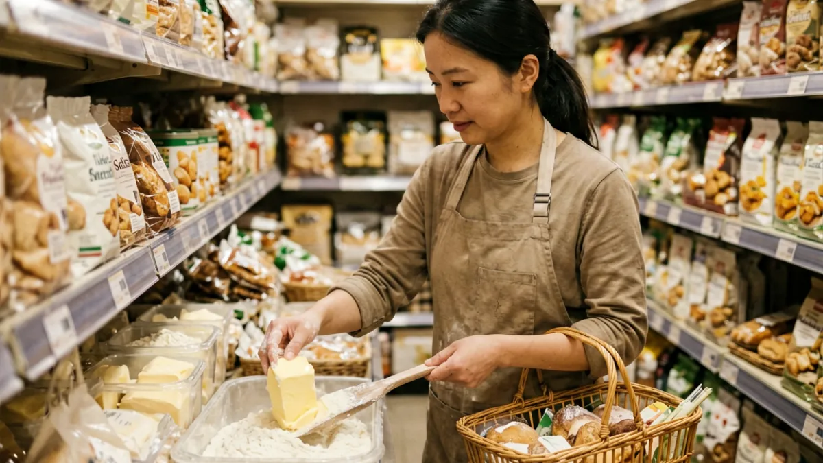 饼干姐姐最新动态栏目插图，显示博主在社交平台发布的幕后花絮与食材采购日常场景